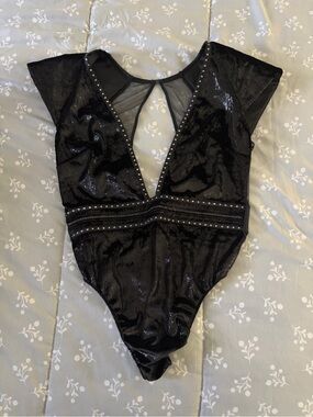 Victoria's Secret Black Sequin Plunge Bodysuit USED ONLY ONCE
